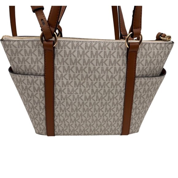 Michael Kors Sullivan Tote Bag  Vanilla Acorn Chic Convertible Style Logo Tassel - Picture 3 of 12